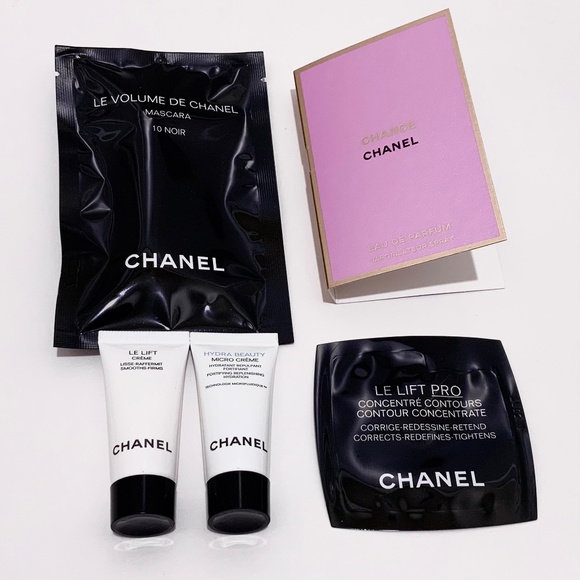 CHANEL travel size gift set 7pc - Creams Mascara Serum Notecard Envelope - NEW - Picture 2 of 14